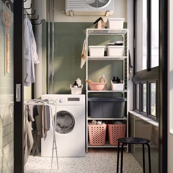 Ikea JOSTEIN - Shelving unit with grid, in / outdoor / white metal wire,62x40x180 cm