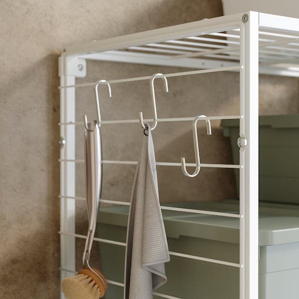 JOSTEIN - Shelving unit with grid, in / outdoor / white metal wire,82x40x180 cm - best price from Maltashopper.com 89437258