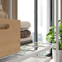 JOSTEIN - Shelving unit with grid, in / outdoor / white metal wire,62x40x180 cm - best price from Maltashopper.com 49437255