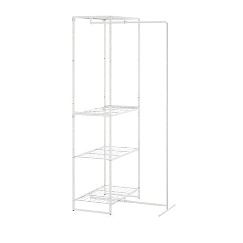JOSTEIN - Shelving unit with drying rack, in / outdoor / white metal wire, 61x53 / 117x180 cm
