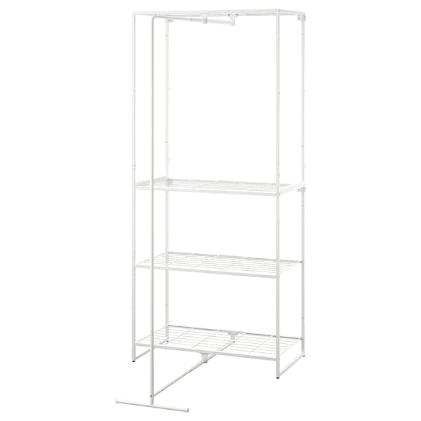 JOSTEIN - Shelf with clothes rack, indoor/outdoor/white metal wire, 81x53/117x180 cm - best price from Maltashopper.com 69437264