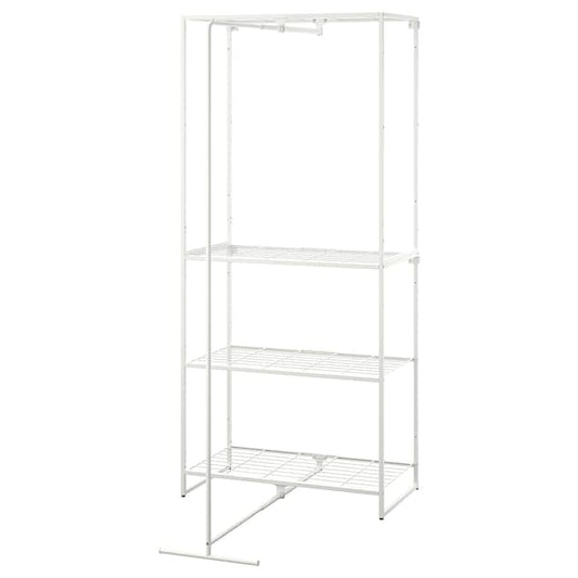 Ikea JOSTEIN - Shelf with clothes rack, indoor/outdoor/white metal wire, 81x53/117x180 cm