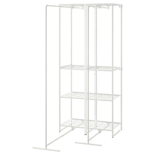 JOSTEIN - Shelving unit with drying rack, in / outdoor / white metal wire, 82x53/117x180 cm