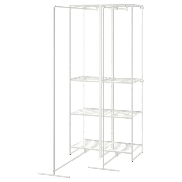 JOSTEIN - Shelving unit with drying rack, in / outdoor / white metal wire, 82x53/117x180 cm