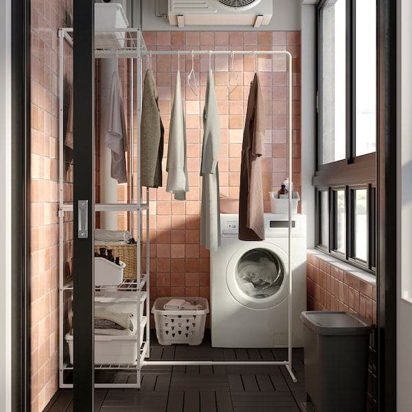 Ikea JOSTEIN - Shelving unit with drying rack, in / outdoor / white metal wire, 61x53 / 117x180 cm