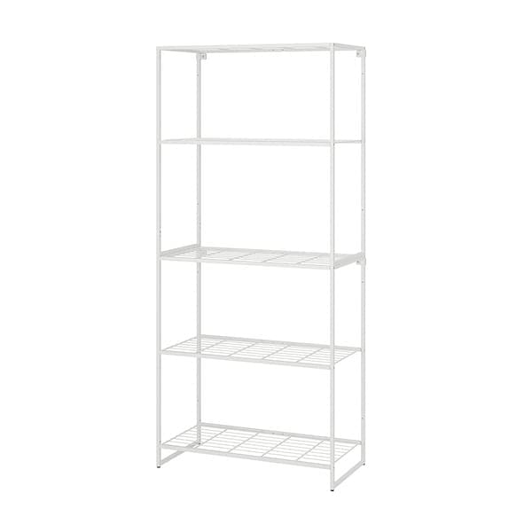 JOSTEIN - Shelving unit, in / outdoor / white metal wire,81x40x180 cm