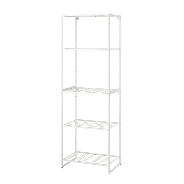 JOSTEIN - Shelving unit, in / outdoor / white metal wire,61x40x180 cm