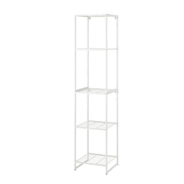 JOSTEIN - Shelving unit, in / outdoor / white metal wire,41x40x180 cm