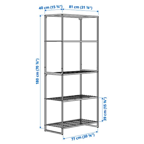 Ikea JOSTEIN - Shelving unit, in / outdoor / white metal wire,81x40x180 cm