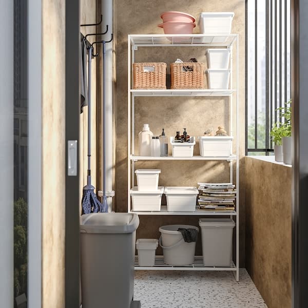 JOSTEIN - Shelving unit, in / outdoor / white metal wire,81x40x180 cm - best price from Maltashopper.com 39437213