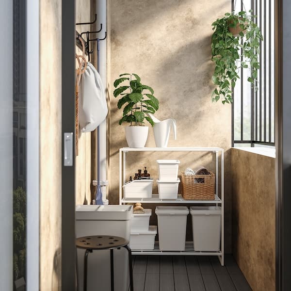 Ikea JOSTEIN - Shelving unit, in / outdoor / white metal wire,81x40x90 cm