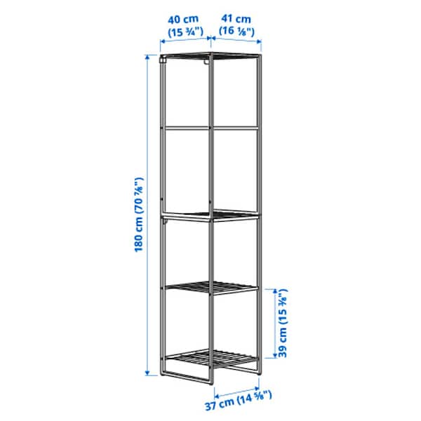 Ikea JOSTEIN - Shelving unit, in / outdoor / white metal,41x40x180 cm ,