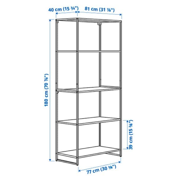 Ikea JOSTEIN - Shelving unit, in / outdoor / white metal,81x40x180 cm , 81x40x180 cm