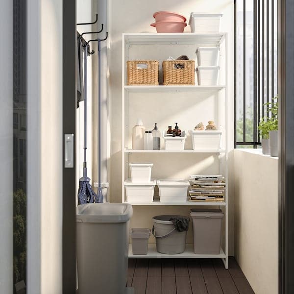 Ikea JOSTEIN - Shelving unit, in / outdoor / white metal,81x40x180 cm , 81x40x180 cm