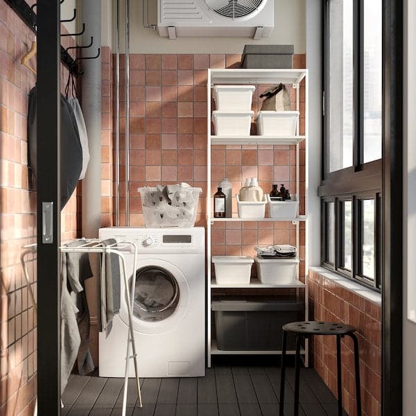 Ikea JOSTEIN - Shelving unit, in / outdoor / white metal,61x40x180 cm , 61x40x180 cm