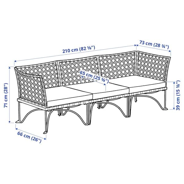 Ikea JUTHOLMEN Modular sofa 3 seats, exterior - dark grey/Beige Kuddarna ,