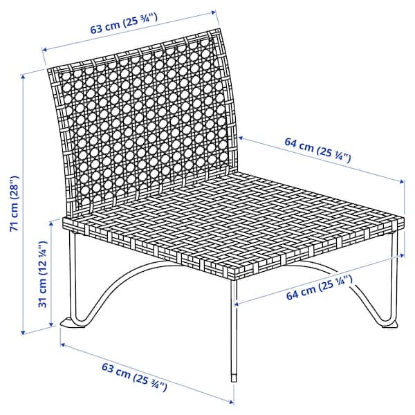 Ikea JUTHOLMEN - One-seat section, outdoor, dark grey-brown