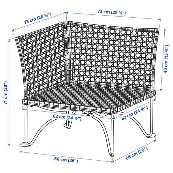 Ikea JUTHOLMEN - Corner section, outdoor, dark grey-brown