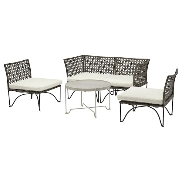 JUTHOLMEN 4-seater garden set - dark grey/Beige Kuddarna ,