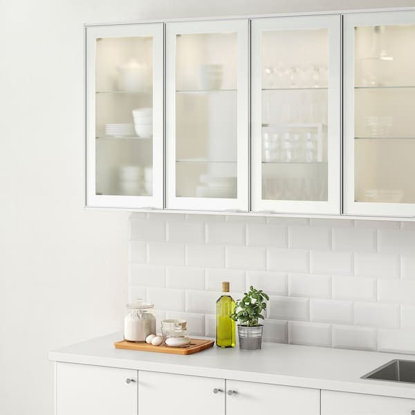 Ikea JUTIS - Glass door, frosted glass/aluminium ,