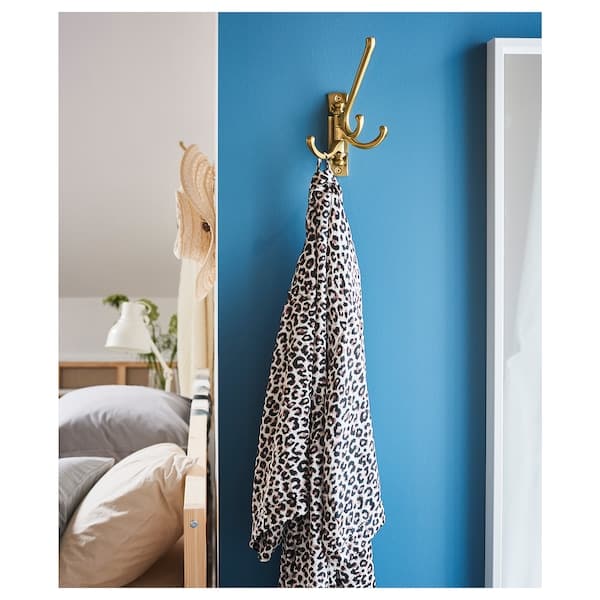 Ikea KÄMPIG - 3-armed swivel hook, brass-colour