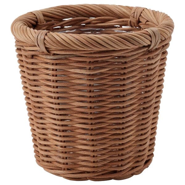 KAKTUSFIKON - Plant pot, rattan, 12 cm