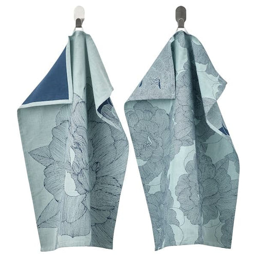 KÅLFJÄRIL - Tea towel, patterned blue/light turquoise, 45x60 cm