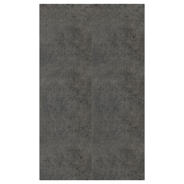 KALHYTTAN Set of 2 doors for corner base cabinet - dark grey cement effect 25x80 cm , 25x80 cm