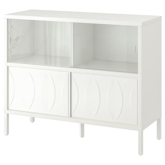 Ikea KALKNÄS - Cabinet with sliding doors, white, 121x43x98 cm