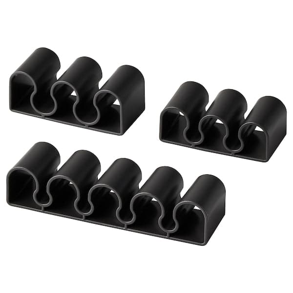 KALKSTUFF - Cable holder, set of 3, dark grey