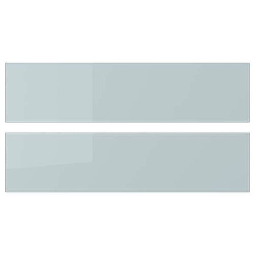 KALLARP drawer front, high-gloss light grey-blue, 40x10 cm