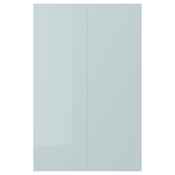 Ikea KALLARP - 2-p door f corner base cabinet set, high-gloss light grey-blue, 25x80 cm