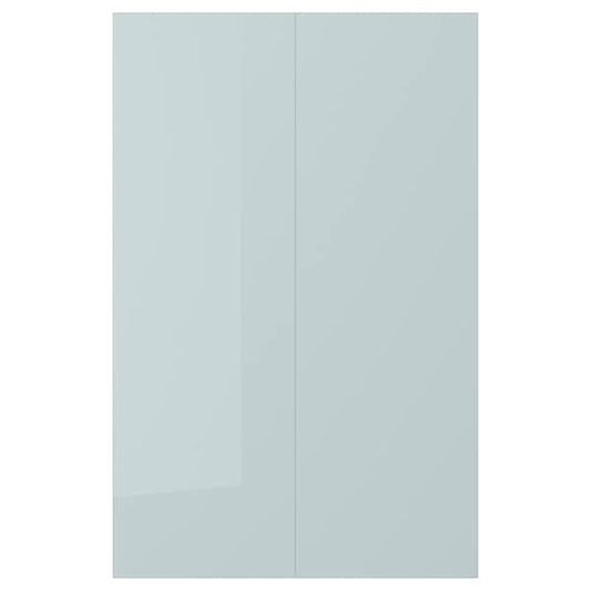 Ikea KALLARP - 2-p door f corner base cabinet set, high-gloss light grey-blue, 25x80 cm