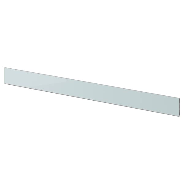 KALLARP - Plinth, high-gloss light grey-blue, 220x8 cm