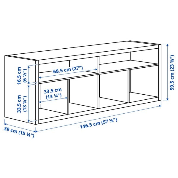 Ikea KALLAX - TV storage combination, white, 147x39x60 cm