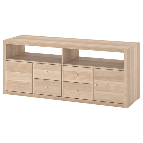 KALLAX - TV storage combination, white stained oak effect, 147x39x60 cm