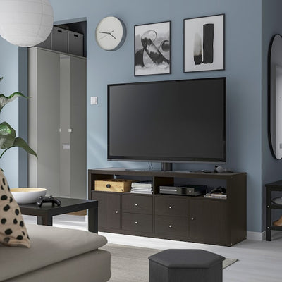 KALLAX - TV storage combination, black-brown, 147x39x60 cm
