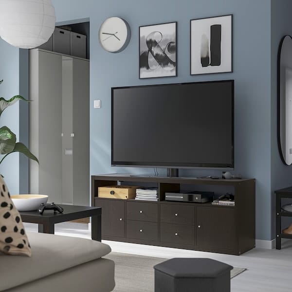 Ikea KALLAX - TV storage combination, black-brown, 147x39x60 cm