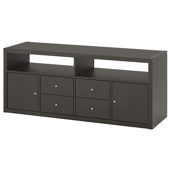 KALLAX - TV storage combination, black-brown, 147x39x60 cm