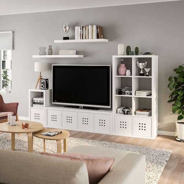 Ikea KALLAX / LACK - Storage combination with 2 shelves, white, 266x39x147 cm