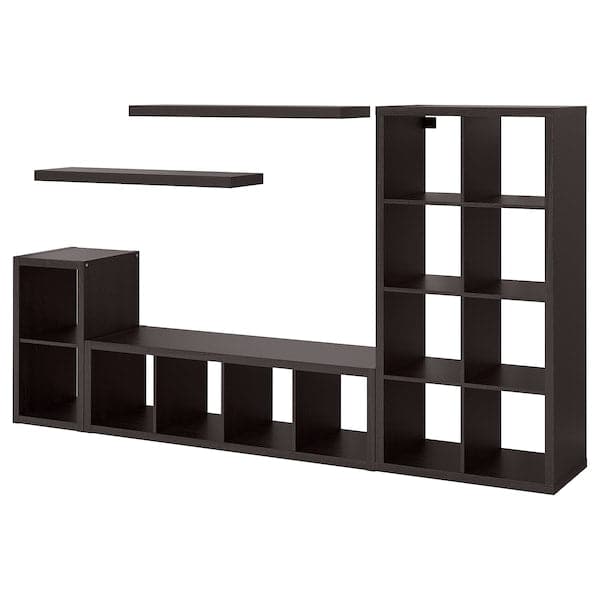KALLAX / LACK - Storage combination with 2 shelves, black-brown, 266x39x147 cm - best price from Maltashopper.com 99398727