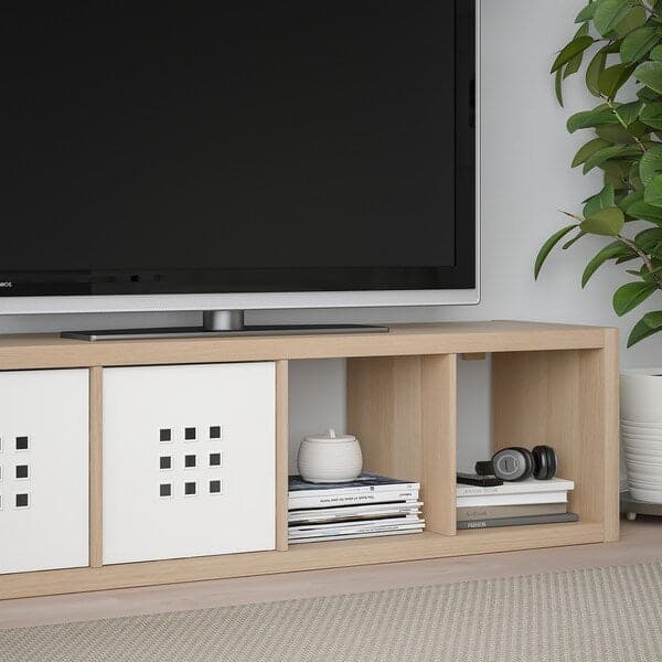 Ikea KALLAX / LACK - Storage combination with shelf, white stained oak effect, 189x39x147 cm