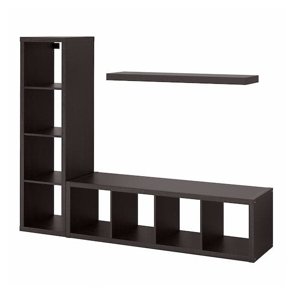 KALLAX / LACK - Storage combination with shelf, black-brown, 189x39x147 cm - best price from Maltashopper.com 89398718