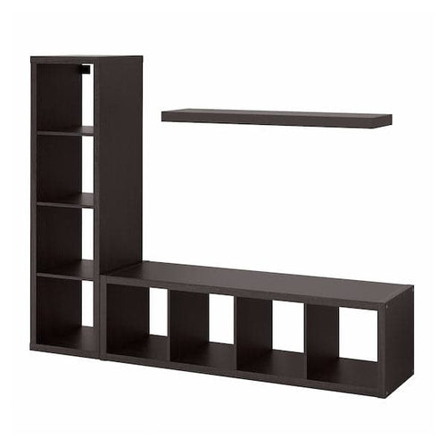 KALLAX / LACK - Storage combination with shelf, black-brown, 189x39x147 cm