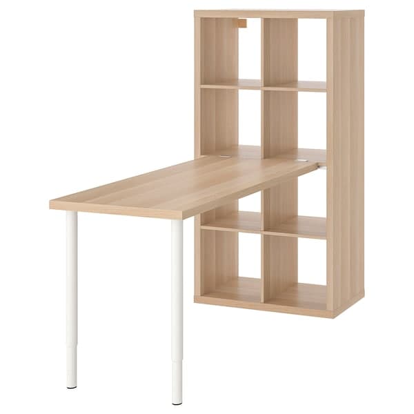 Ikea KALLAX / LAGKAPTEN - Desk combination, white/white stained oak effect, 77x159x147 cm