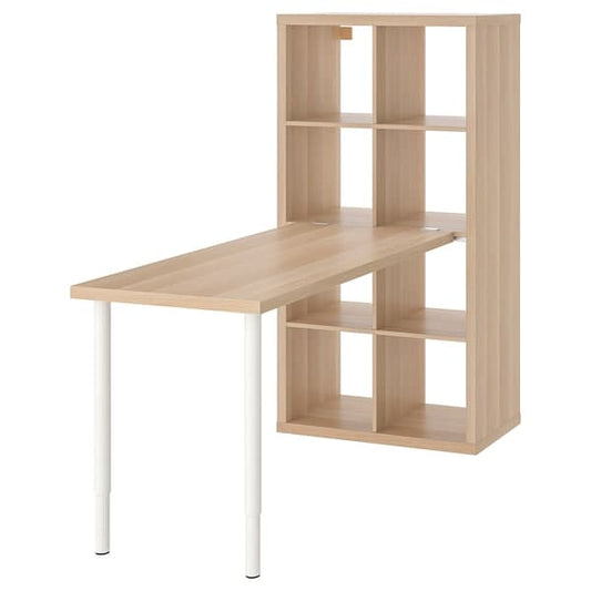 Ikea KALLAX / LAGKAPTEN - Desk combination, white/white stained oak effect, 77x159x147 cm