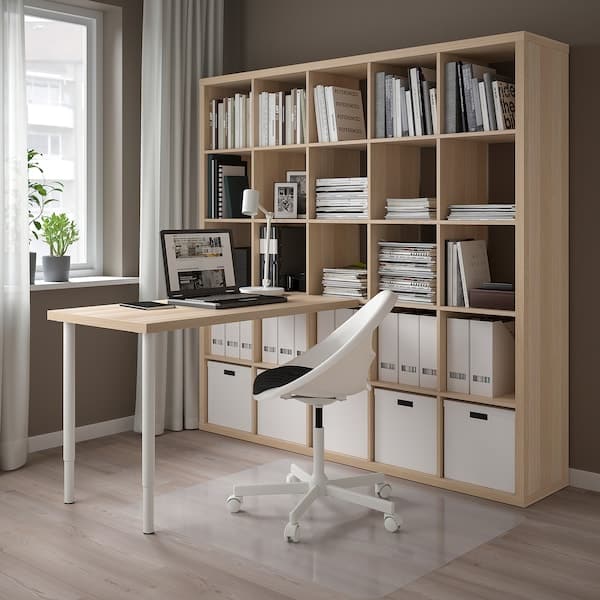 Ikea KALLAX / LAGKAPTEN - Desk combination, white/white stained oak effect, 182x159x182 cm