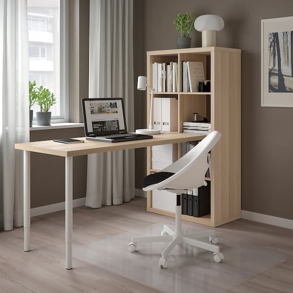 KALLAX / LAGKAPTEN - Desk combination, white/white stained oak effect, 77x179x147 cm - best price from Maltashopper.com 49481682