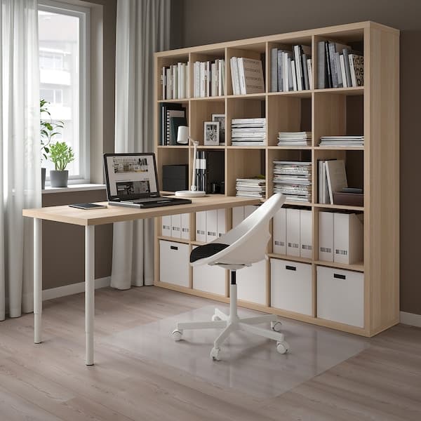KALLAX / LAGKAPTEN - Desk combination, white/white stained oak effect, 182x179x182 cm - best price from Maltashopper.com 89481661