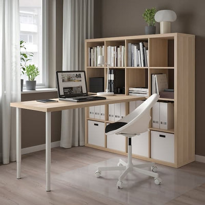 KALLAX / LAGKAPTEN - Desk combination, white/white stained oak effect, 147x179x147 cm - best price from Maltashopper.com 99481670